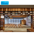 Ouyee High-end wooden bookstore design library equipment display bookcase customization